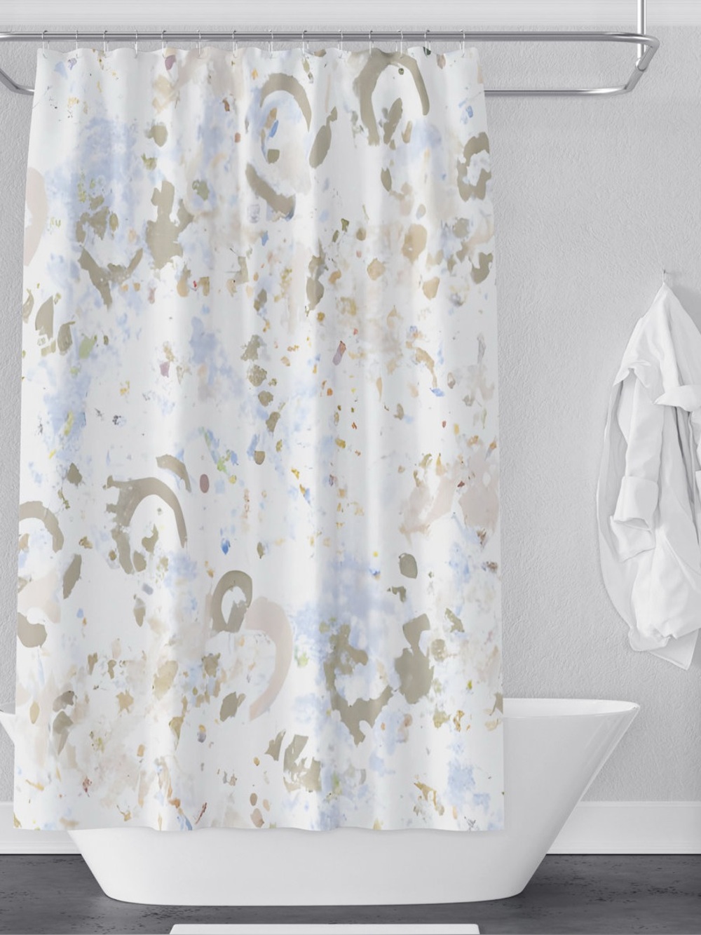 Orren Ellis Frosted Cake Abstract Shower Curtain NWOT Abstract Grey Blue